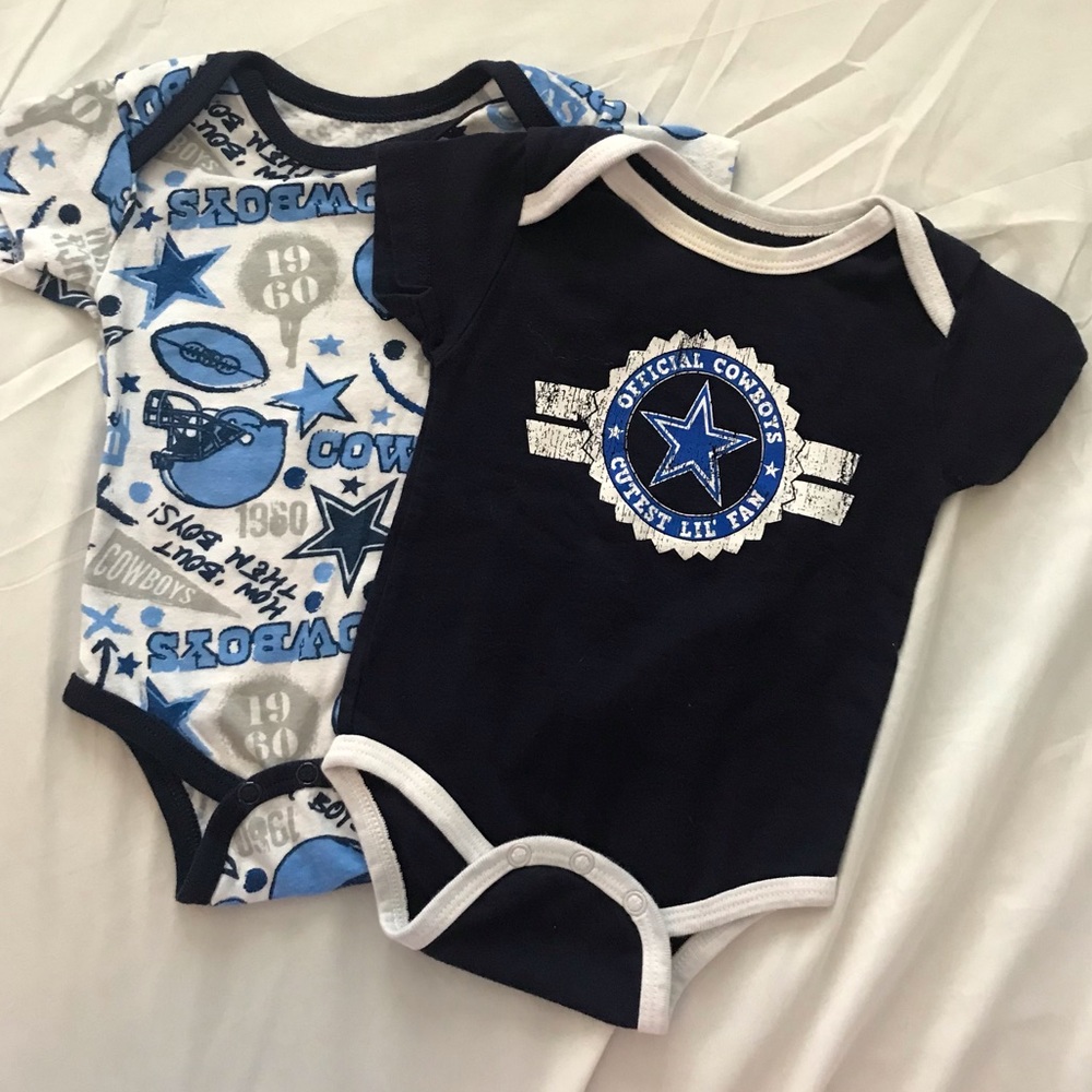 2 authentic Dallas Cowboys Football Fan onesies bodysuits Texas baby gear